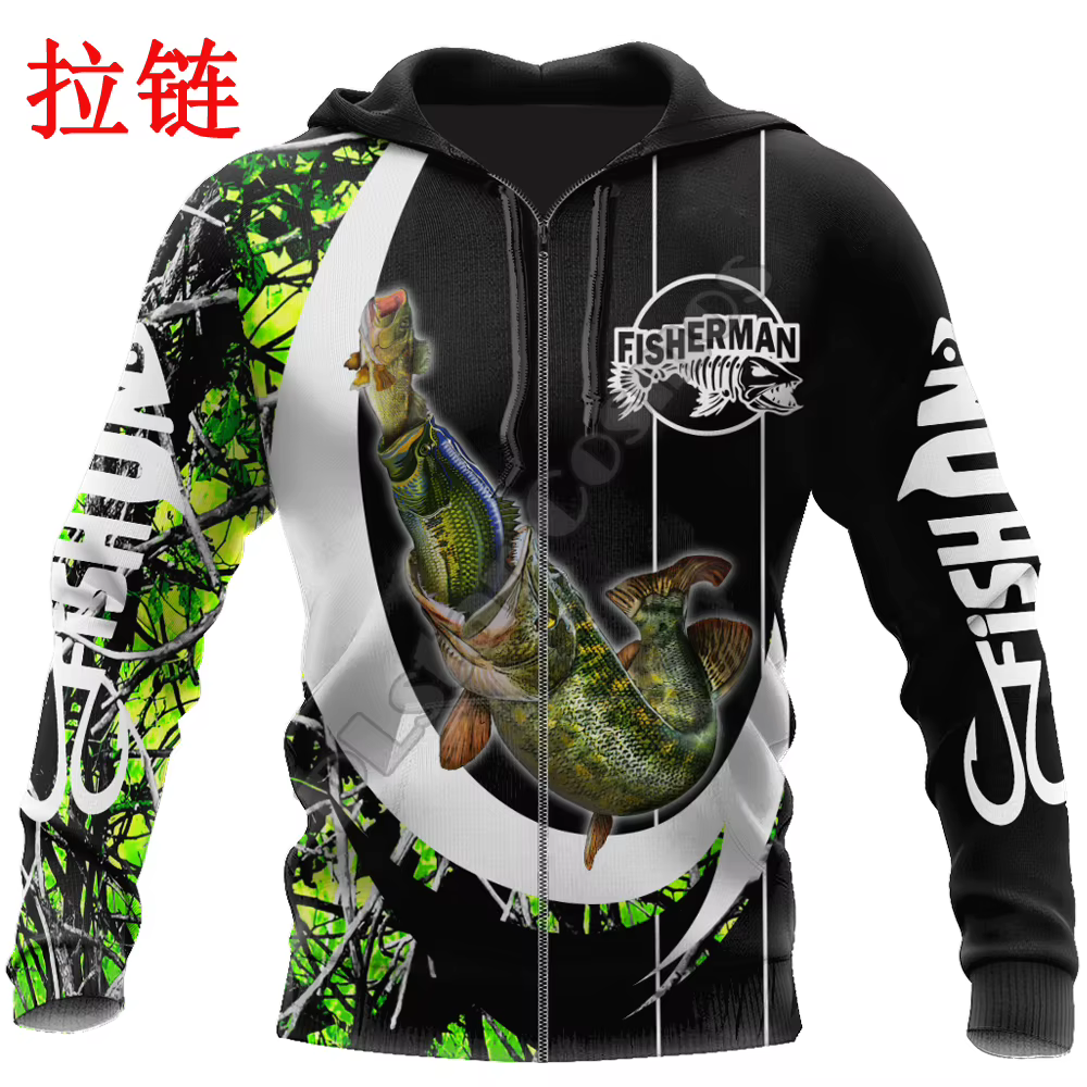 KJ416 Sudadera pesquera lubina estampado 3D Unisex otoño invierno - imagen 4