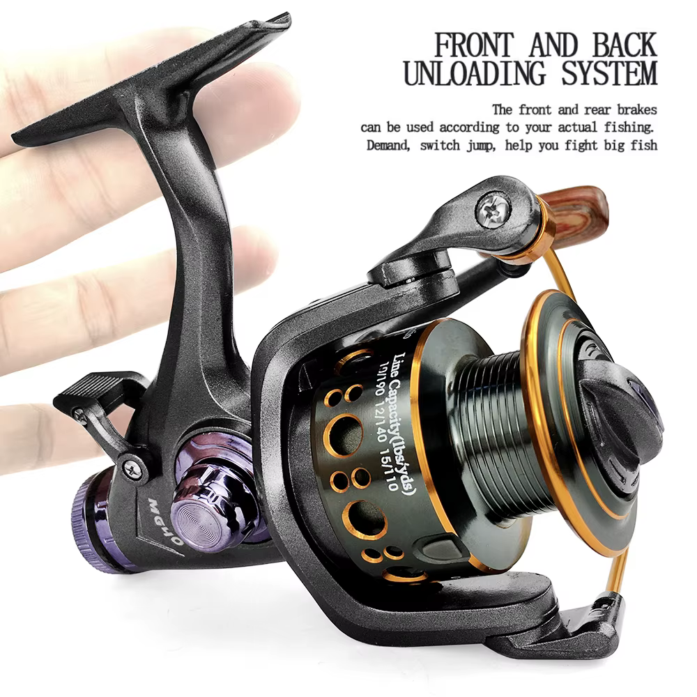 Carrete de carpa con freno dual – Giratorio de metal - imagen 2