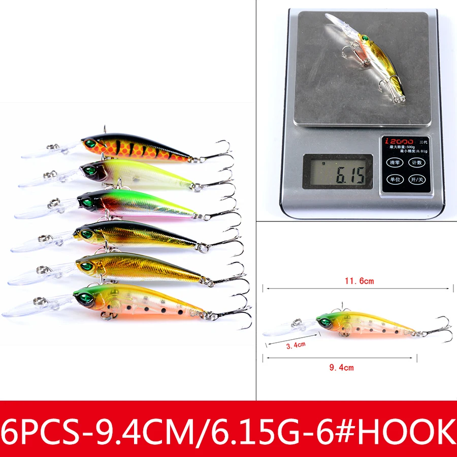 Kit Crankbaits Minnow para Lúcio – Señuelos duros de curricán - imagen 2