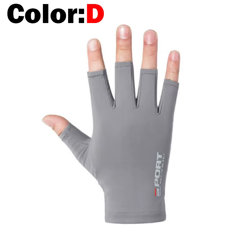 Guantes de pesca unisex - medio dedo, seda helada, antideslizantes, UV