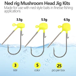Anzuelos Ned Jig Head 3,5-6,5g sin malezas para lubina – Acero carbono