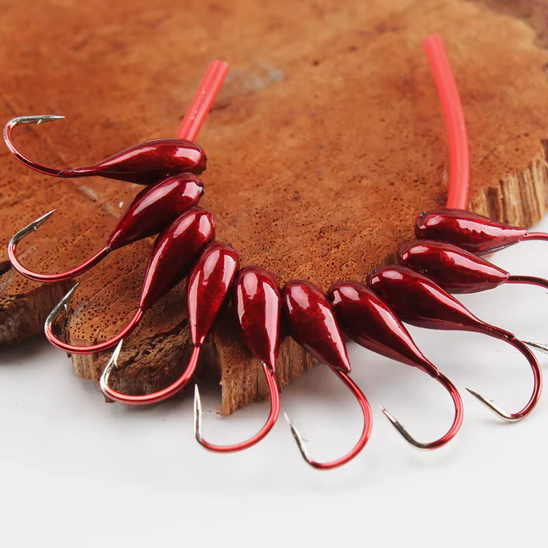 Anzuelo offset 45° con púas rojo – Cabeza inclinada para vinilo - imagen 4