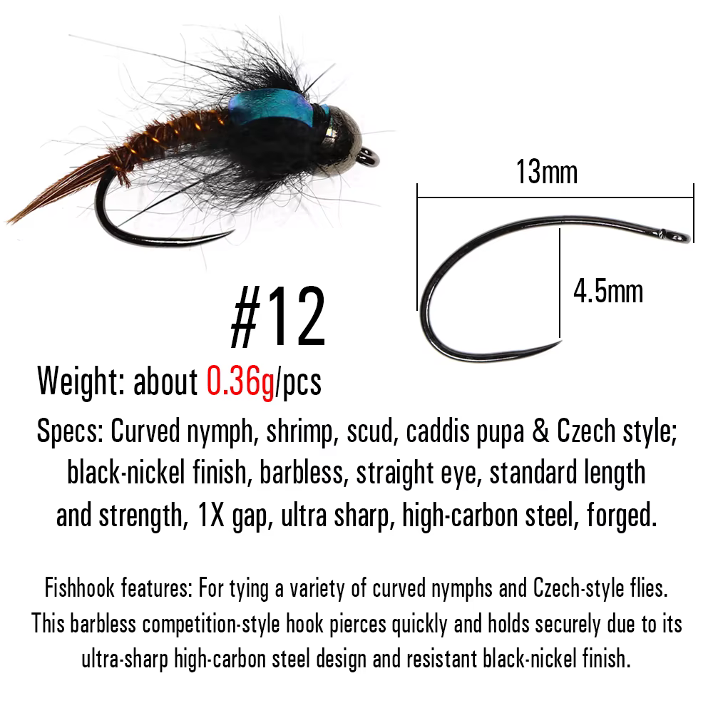 ICERIO Caddis Nymph Barbless con tungsteno – Señuelo estilo checo - imagen 4