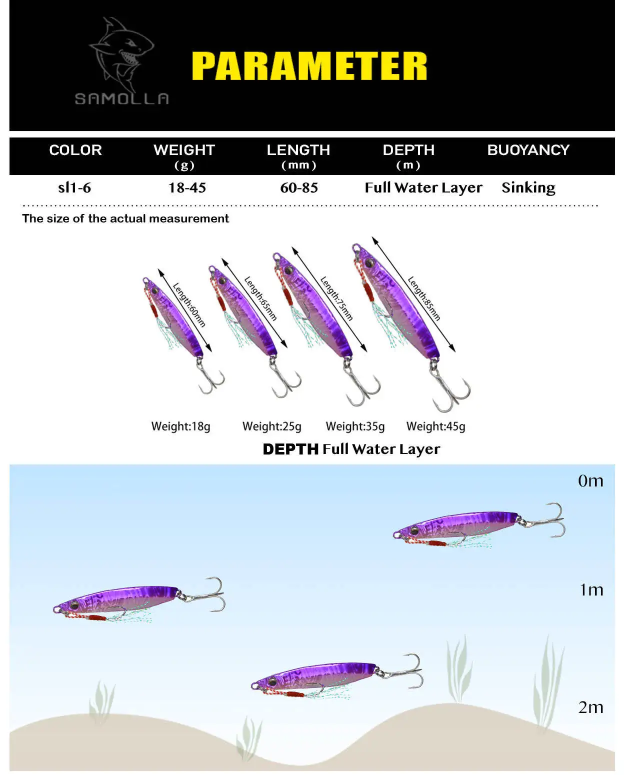 Señuelo de jigging con acabado metálico realista