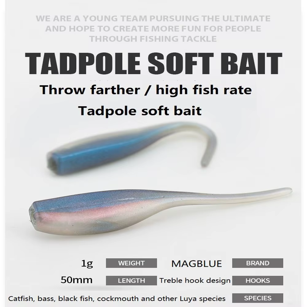 Señuelo tadpole bicolor de silicona en colores naturales