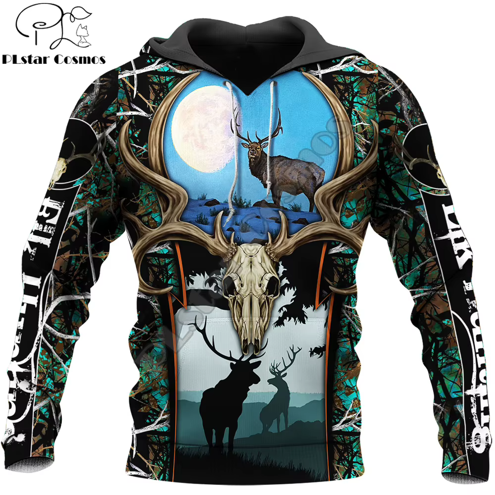 Sudadera con capucha alce 3D impreso caza casual unisex - imagen 2