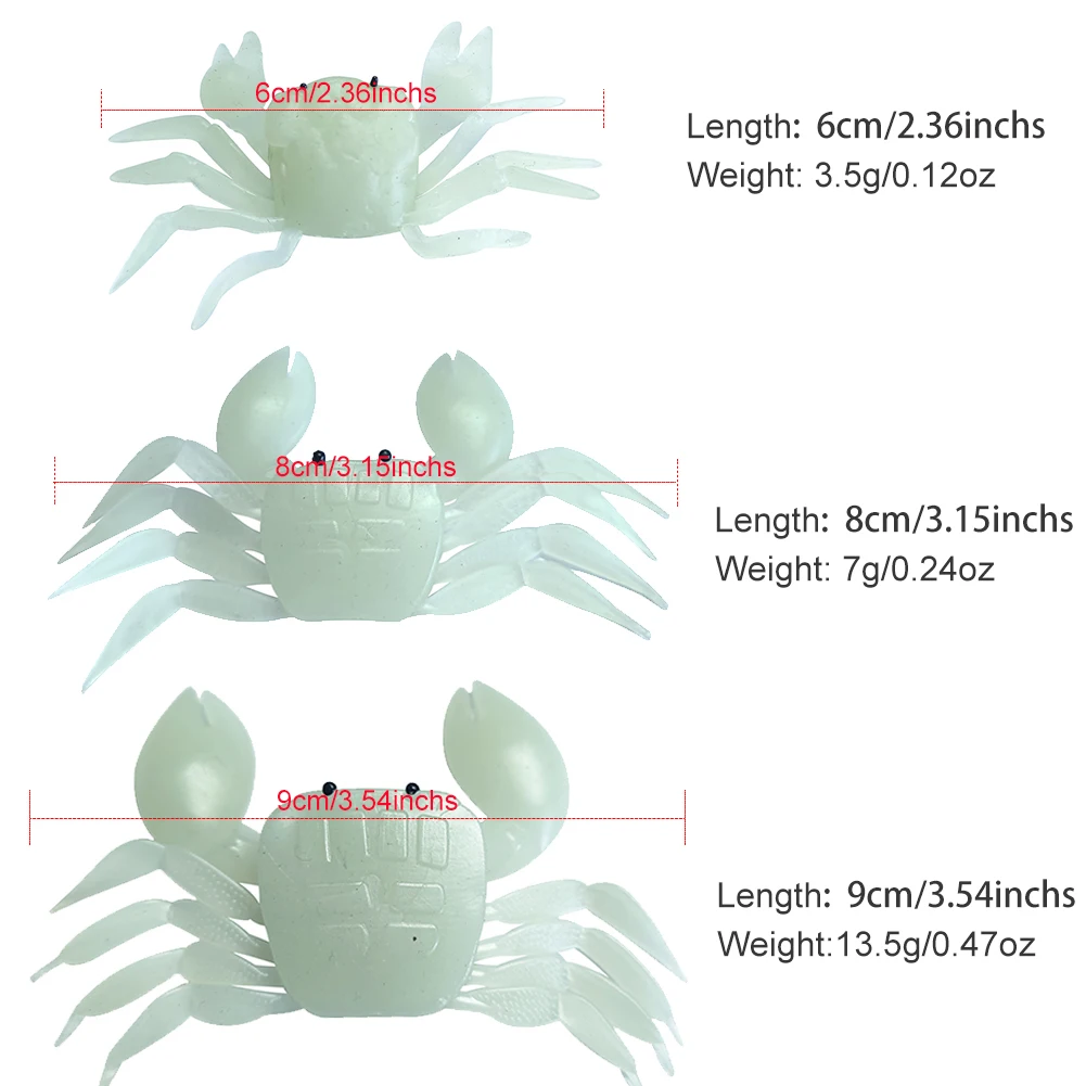 Señuelo de cangrejo de vinilo luminiscente con natación 3D
