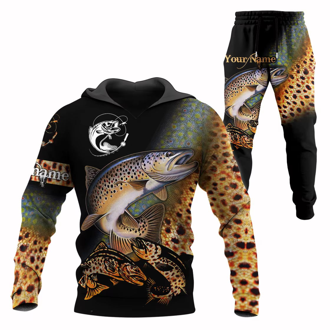 Sudadera pesca masculina con diseño trucha 3D - imagen 5