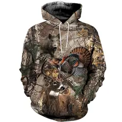 Sudadera camuflaje 3D con capucha – manga larga para pesca y caza