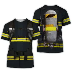 Camiseta Bombero 3D manga corta unisex con estampado realista