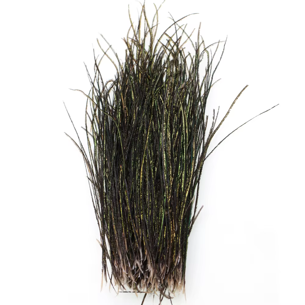 Serpentinas de pluma de pavo real ICERIO – Verde oliva para moscas - imagen 4