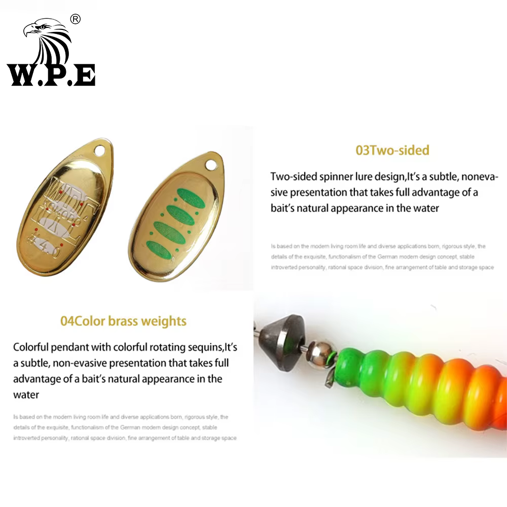 W.P.E Komodo - Señuelo giratorio cuchara latón 8,5g gancho triple lubina - imagen 3