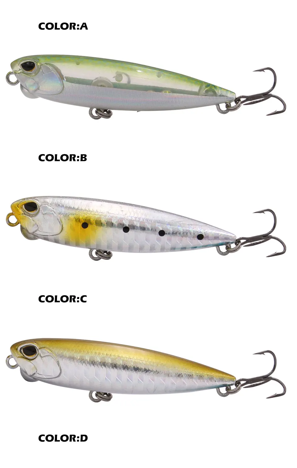 Variedad de colores disponibles para el señuelo TacklePRO
