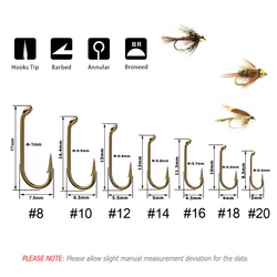 Bimoo Anzuelo Ninfa Bronce Wet Hook – Doble fuerte para pesca mar