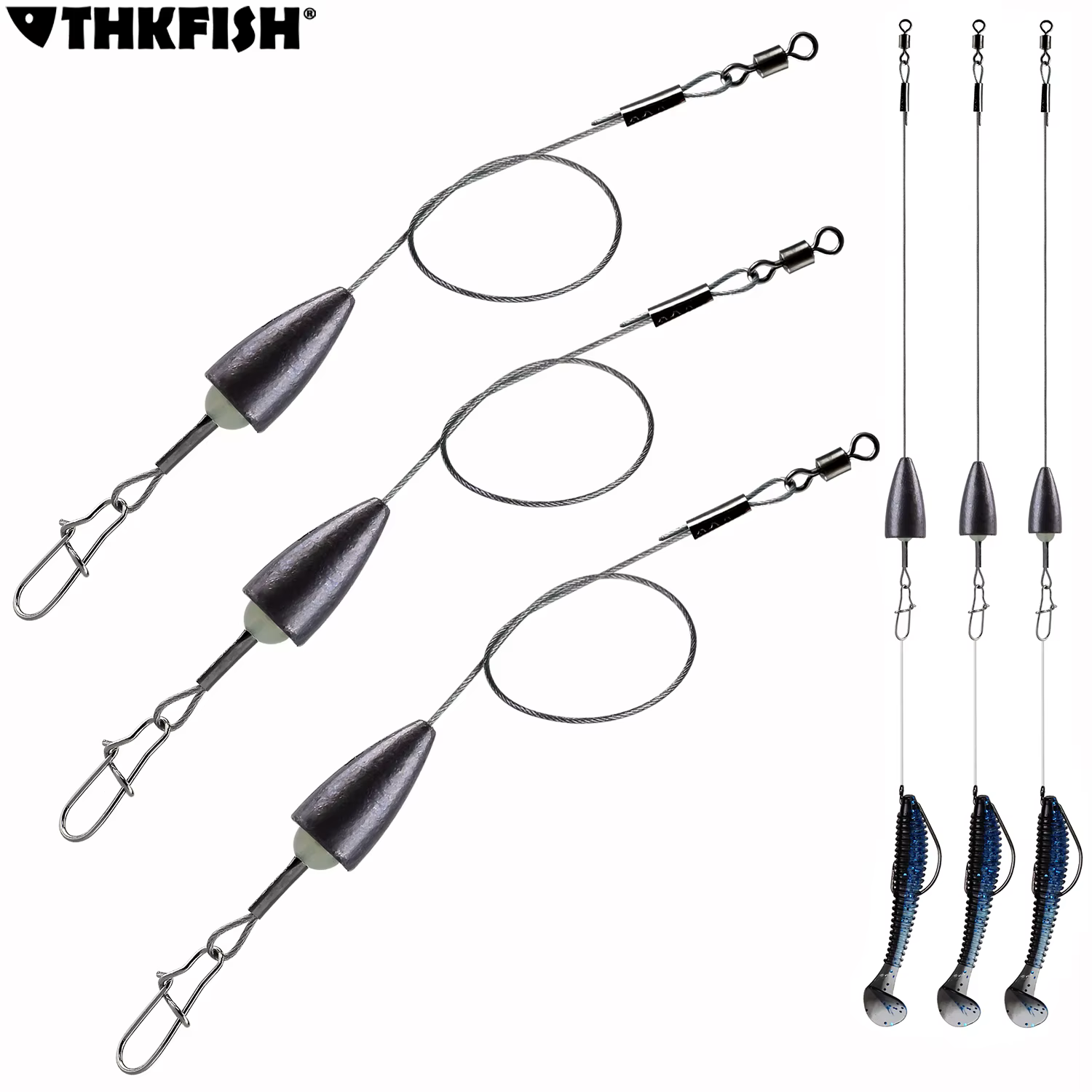THKFISH Carolina Rig con Leader de Acero Inoxidable para Lubina
