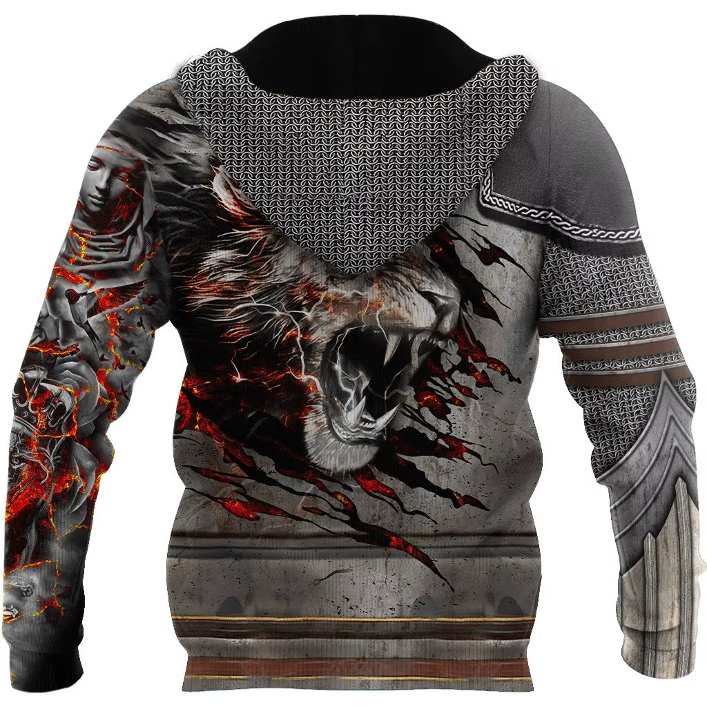 Sudadera con capucha unisex León Amor - Estampación 3D con cremallera