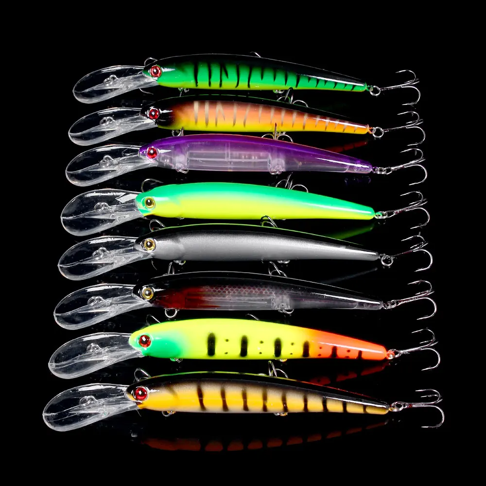 Set de 8 crankbaits flotantes con lengua larga para pesca de buceo profundo