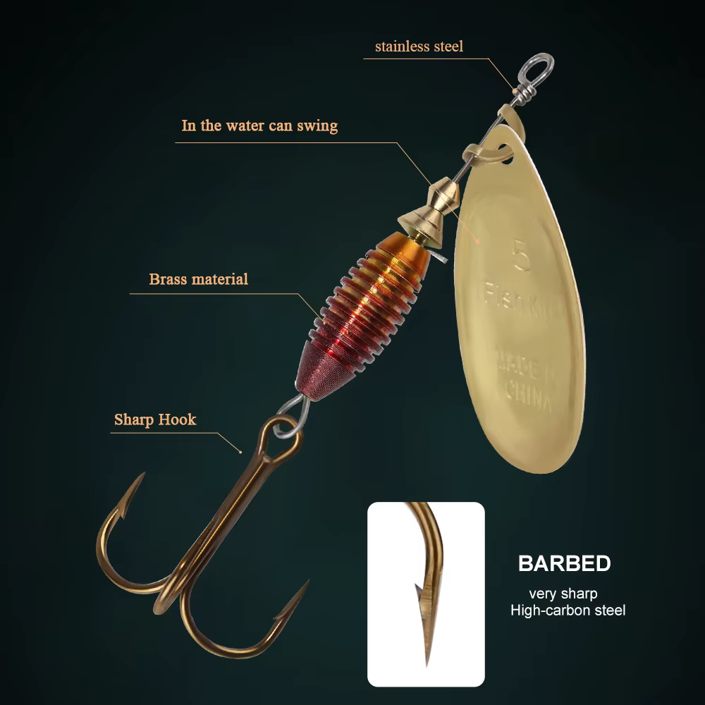 Spinnerbait NGB metal con anzuelo triple – Señuelo giratorio para lucio - imagen 4