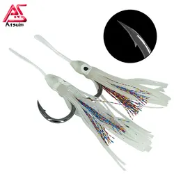 Anzuelos Jigging BKK de carbono con faldas de calamar luminosas
