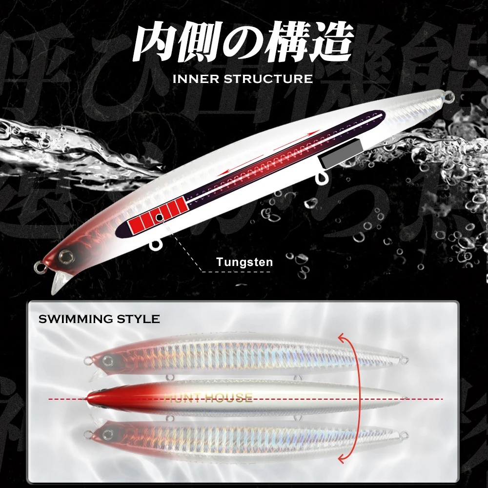 Wobbler Hunthouse Tungsten Minnow flotante para lubina y pez azul - imagen 3