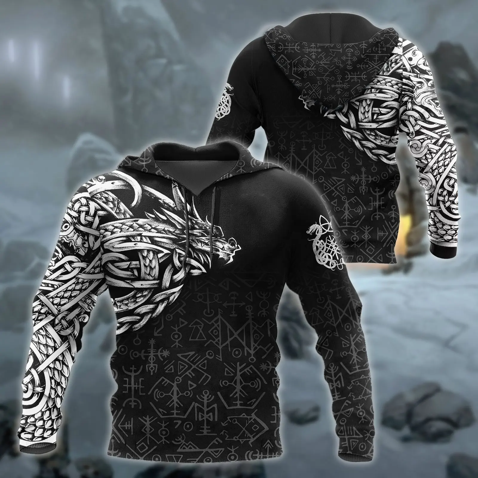 Sudadera de pesca con capucha estampado 3D dragón unisex KJ504