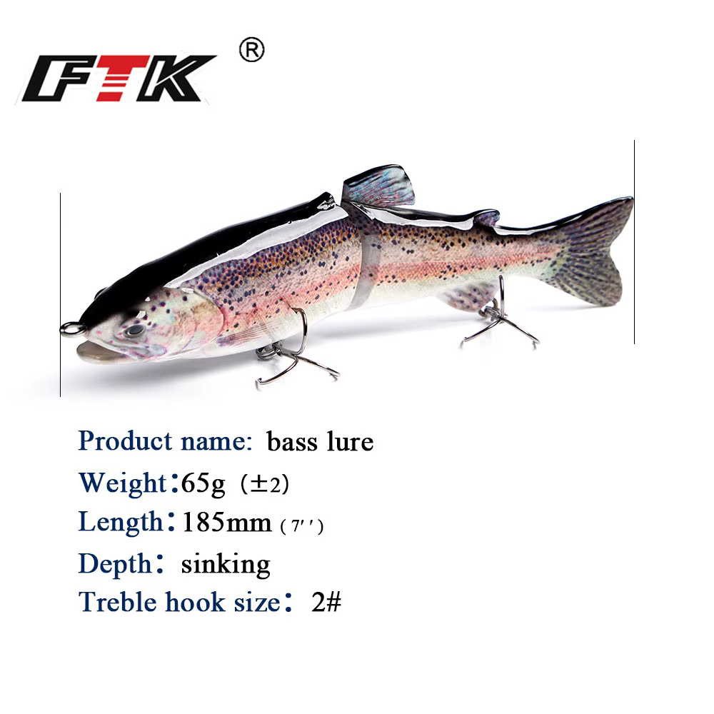 Señuelo Lápiz FTK 65G – Swimbait multiarticulado para lubina - imagen 2