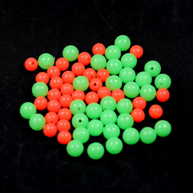 Cuentas luminosas verdes y rojas para pesca