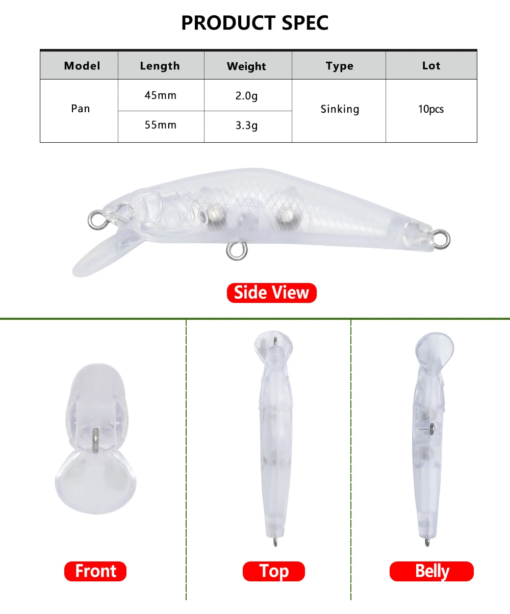 Señuelo Artificial Jerry Pan Ultralight Minnow 45-55mm