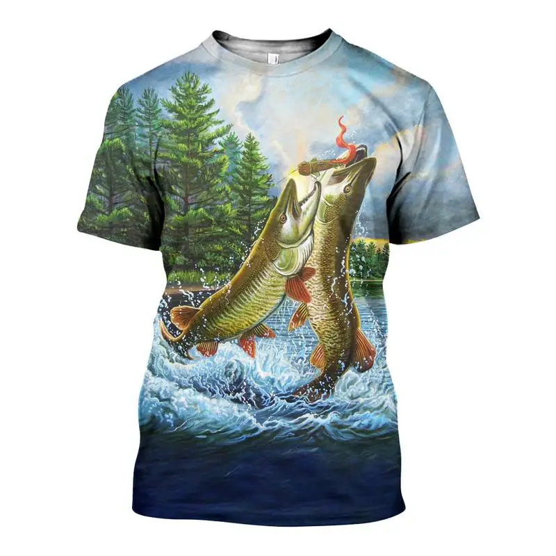 Camiseta de pesca 3D Harajuku – Estilo casual de manga corta - imagen 5