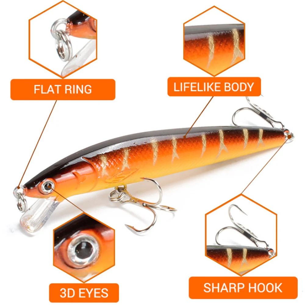 Señuelo Minnow con ojos 3D y acabado realista
