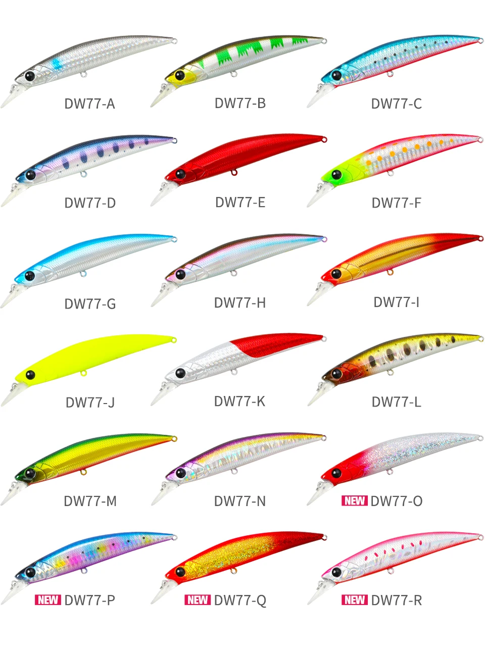Escala de colores disponibles del señuelo