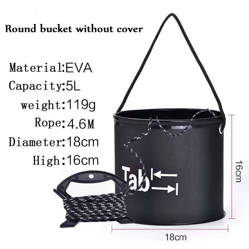 Cubo Plegable EVA 5L para Conservar Cebo Vivo en Pesca
