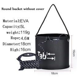 Cubo Plegable EVA 5L para Conservar Cebo Vivo en Pesca
