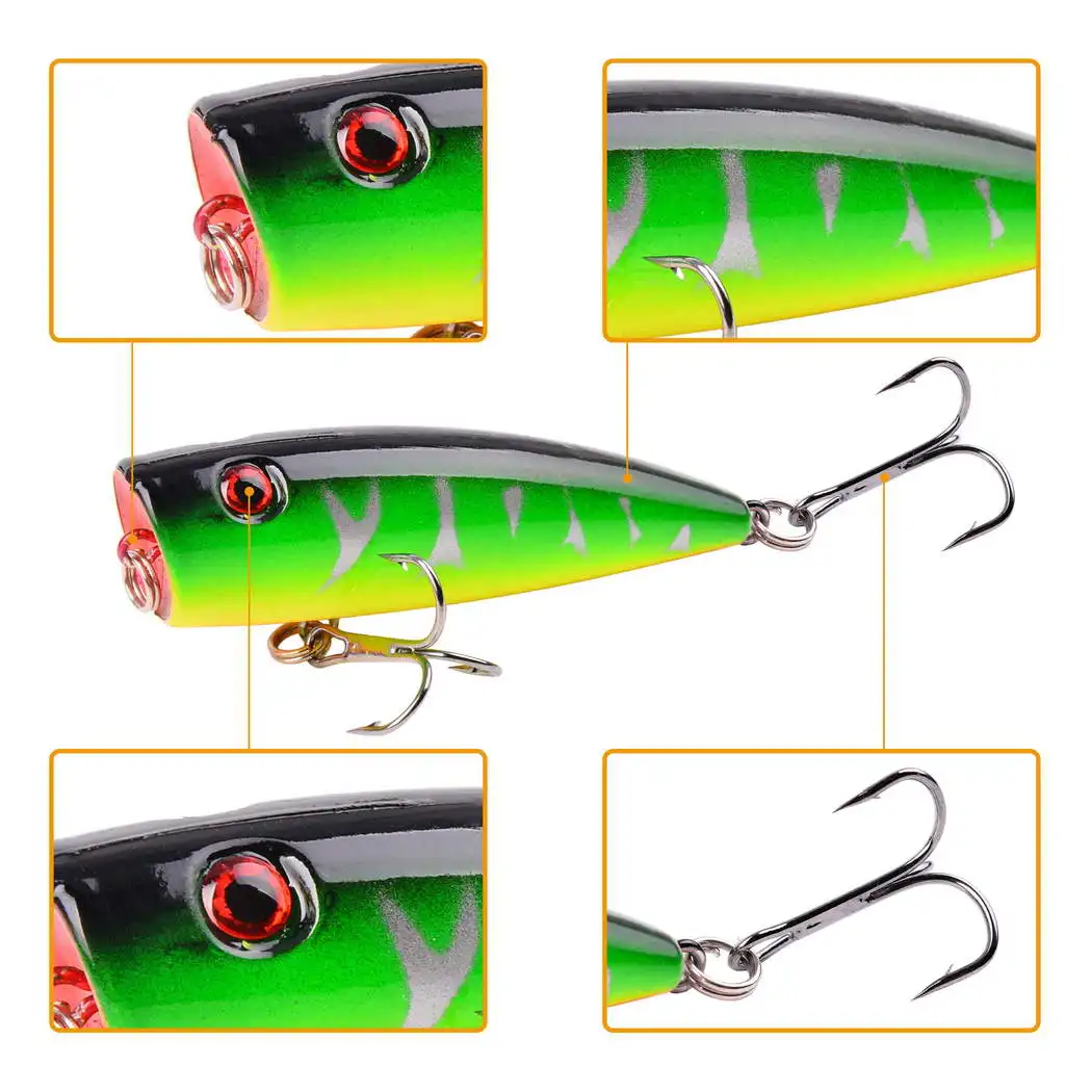 Popper 7cm 9g - Set 5 piezas Trucha Lubina Carpa - imagen 4
