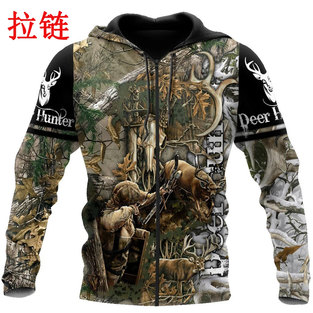 Sudadera con Capucha Camuflaje 3D KJ0231 – Cierre Completo - imagen 3