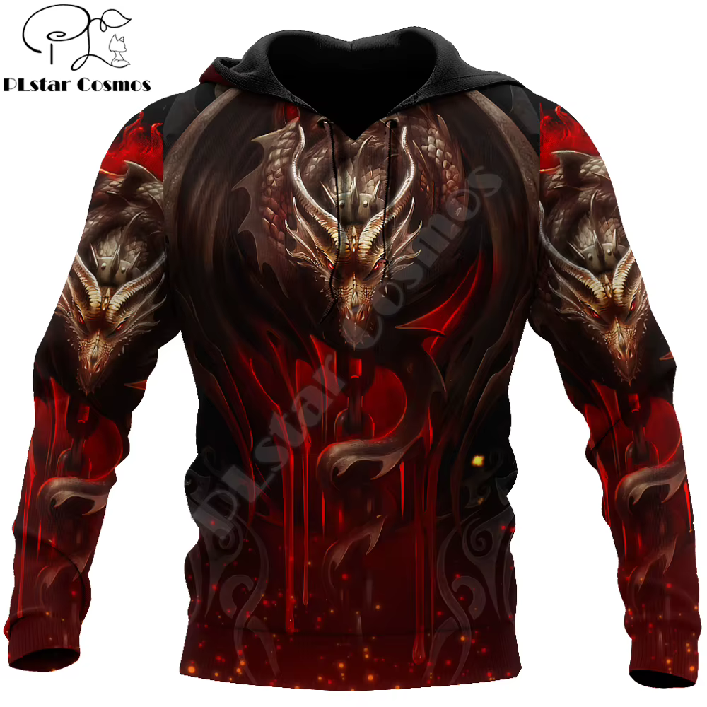 Sudadera pesca con capucha y cremallera – Dragón 3D - imagen 2