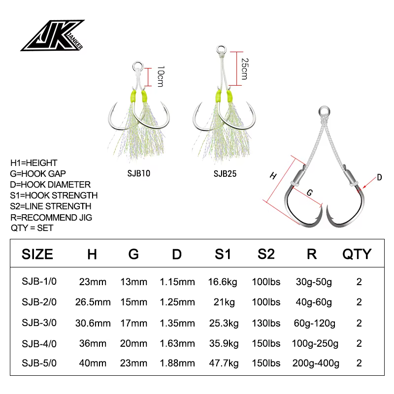 Anzuelos Doble Jig Slow Jigging - Luminosos Agua Salada - imagen 2