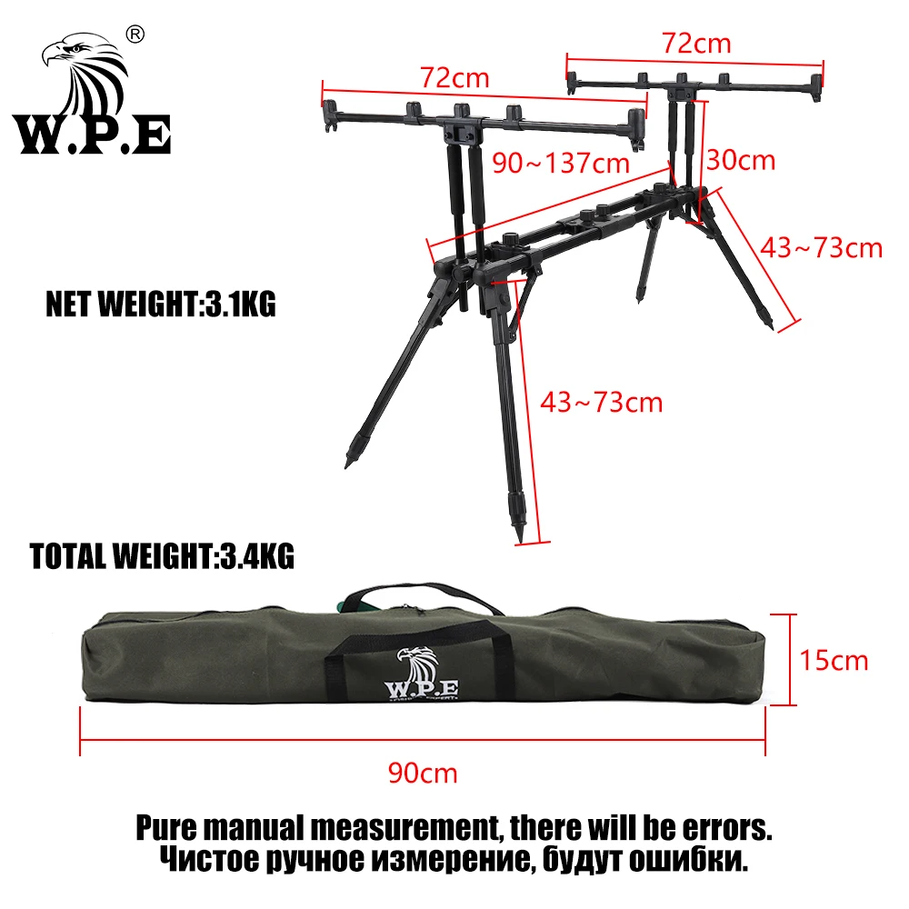 W.P.E Soporte plegable de aluminio resistente para cañas carpa