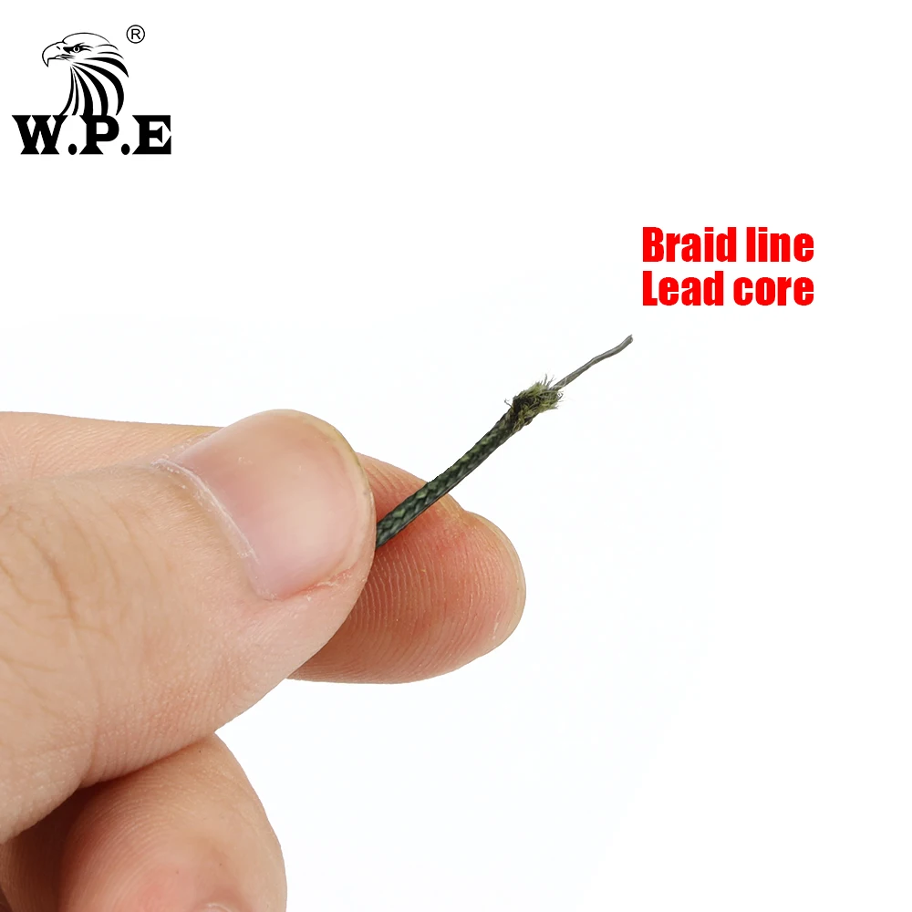 W.P.E línea trenzada carpa con núcleo de plomo – aparejo pelo y clip - imagen 2