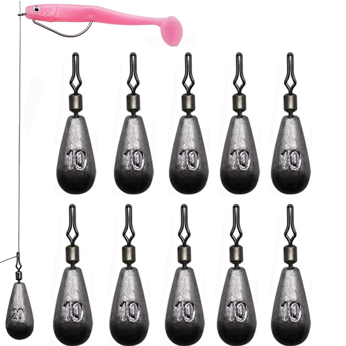 Plomos de lágrima para pesca de fondo, distintos pesos y lances