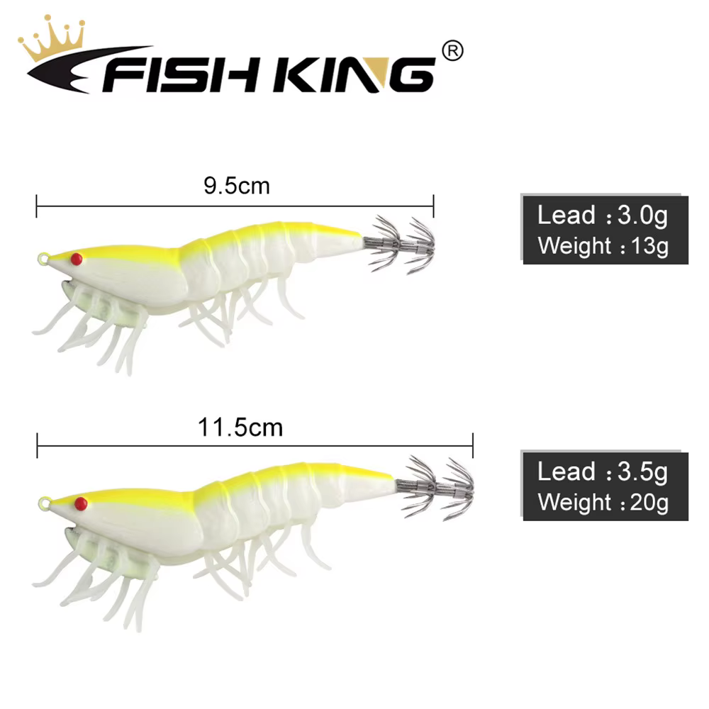 Señuelo de calamar Fish King luminoso – vinilo pulpo y camarón - imagen 2