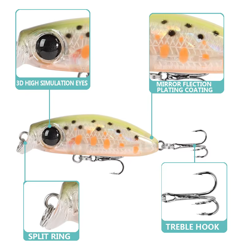 Señuelo Mini Crankbait 3.5 cm Hundimiento Lento para Trucha y Lubina - imagen 5