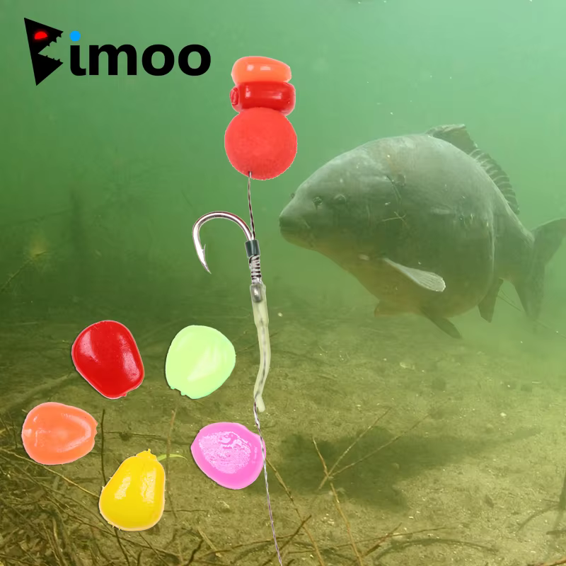 Bimoo Maíz Blando Plástico para Cebo Pelo Carpa – Colores Rojo-Verde - imagen 4