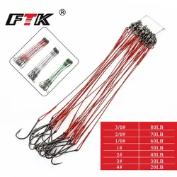 Líder de acero FTK con esmerillón anti-mordeduras – 20LB a 80LB