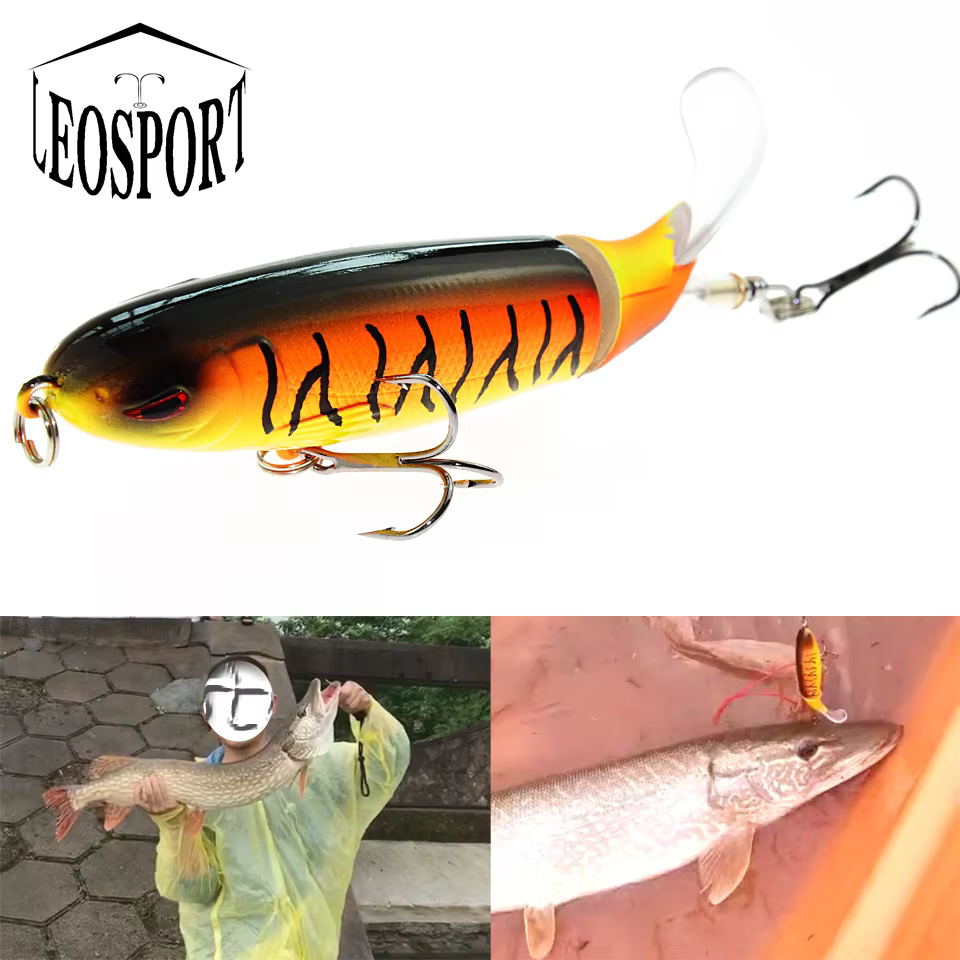 Señuelo superficie LEOSPORT Whopper Popper – Cola giratoria