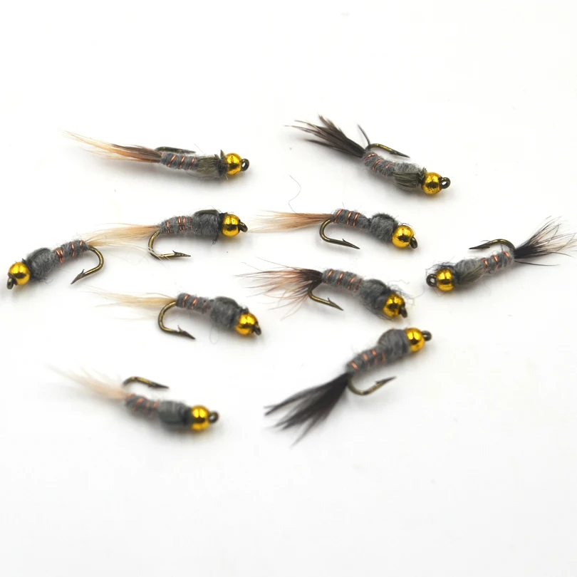 MNFT Moscas para trucha - ninfas con cabeza dorada, cola negra - imagen 3