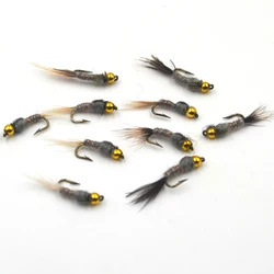 MNFT Moscas para trucha - ninfas con cabeza dorada, cola negra