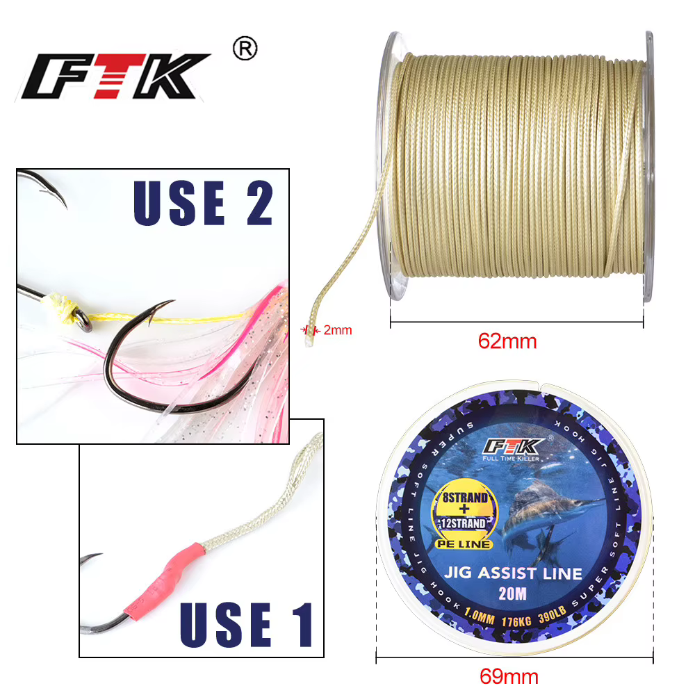 FTK 20M Línea Trenzada PE 12+8 Hilos – Pesca Marina y Jigging - imagen 5