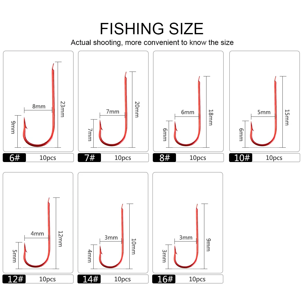 Kit completo de 10 anzuelos de pesca