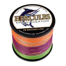 Hercules Línea Trenzada PE 4 Hebras Multicolor Carpa Agua Salada